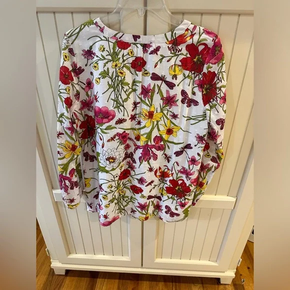 Talbots Floral Blouse - White, Pink, Yellow, Green - Picture 9 of 13